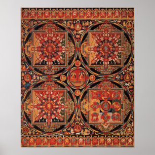 Fyra mandalas poster