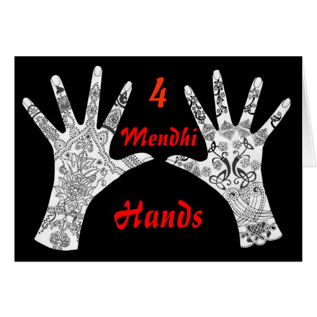 Fyra Mendhi händer Hälsningskort (Framsidan Horizontal)