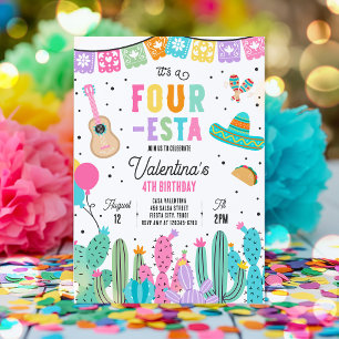 Fyra mexikanska Fiesta 4e födelsedagen Party Inbjudningar
