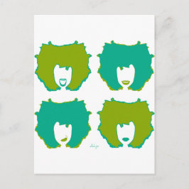 FYRA MOODER I TEAL och GRÖNT Vykort