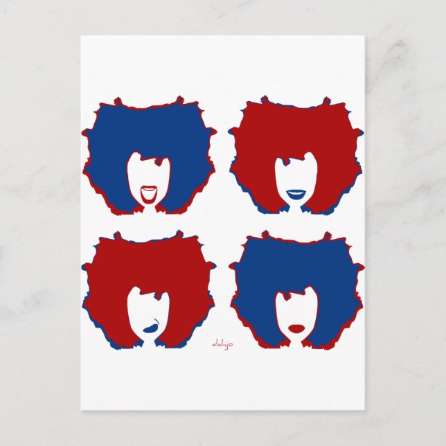 FYRA MOODS I RED OCH BLUE VYKORT (Framsida)