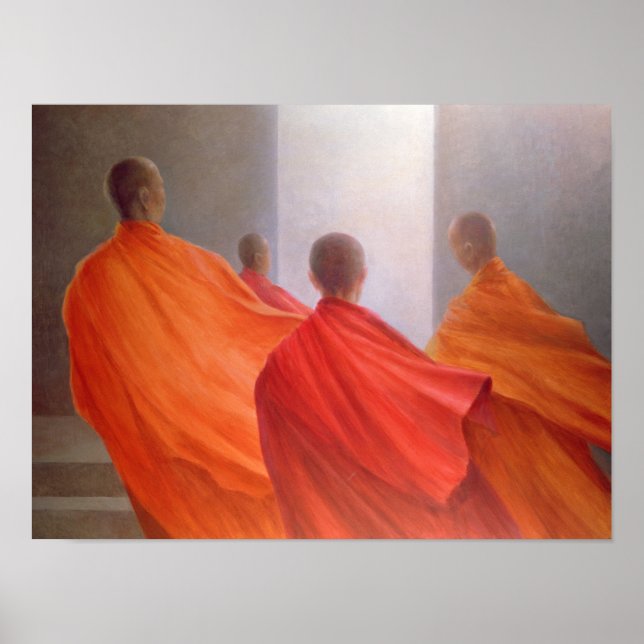 Fyra Munk på Temple-steg Poster (Framsidan)