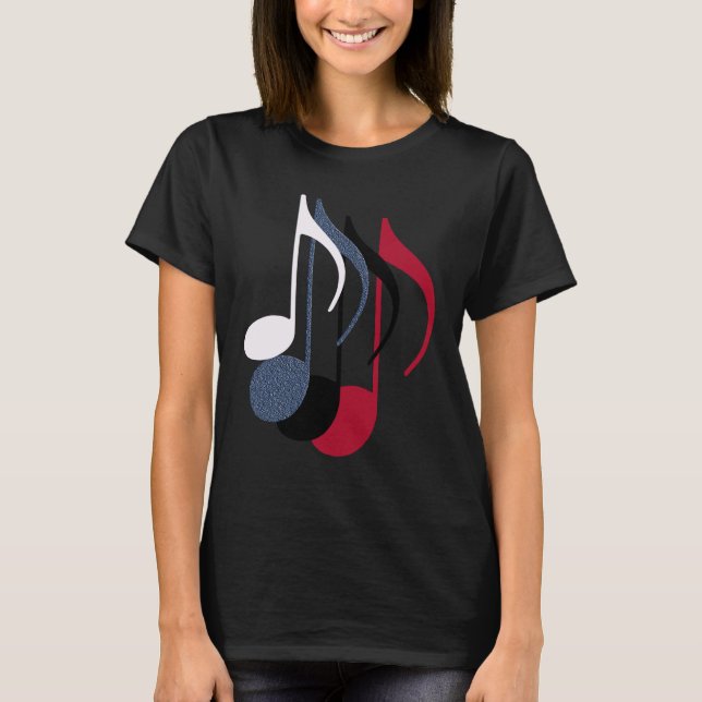 fyra musik noter tee shirt (Framsida)