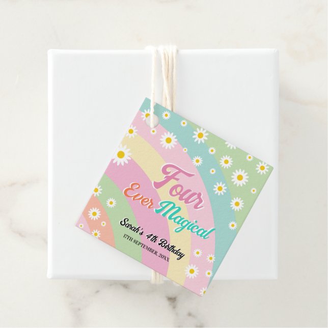 Fyra någonsin Magic Unicorn Fjärde födelsedag Gåvor Etiketter (På plats)