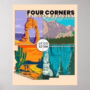 Fyra nationella minnesmärken över hörn med Park Poster