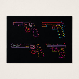 Fyra Neon Handgun-skyltar Visitkort