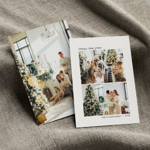 Fyra nya år för Photo Collage Typewriter-minimalis Julkort