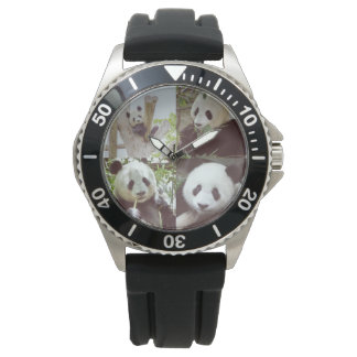 fyra panda bilder collage armbandsur