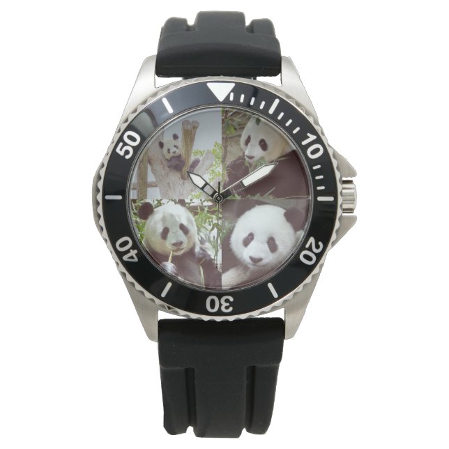 fyra panda bilder collage armbandsur (Framsida)