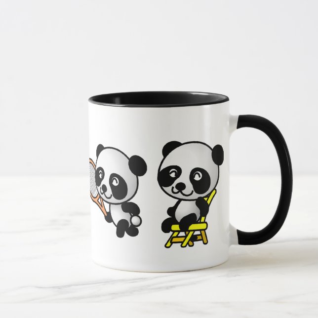 FYRA PANDAS mugg - välj stil & färg (Höger)