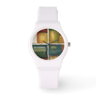 Fyra Panelerade målningar av Jennifer Goldberger Armbandsur