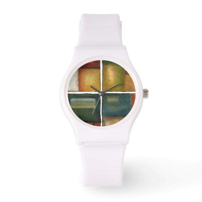 Fyra Panelerade målningar av Jennifer Goldberger Armbandsur (Framsida)