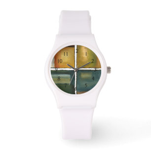 Fyra Panelerade målningar av Jennifer Goldberger Armbandsur