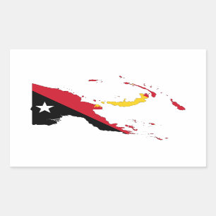 FYRA Papua Nya Guinea Flagga Karta Rektangulärt Klistermärke