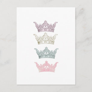 Fyra Pastel Krona Vykort