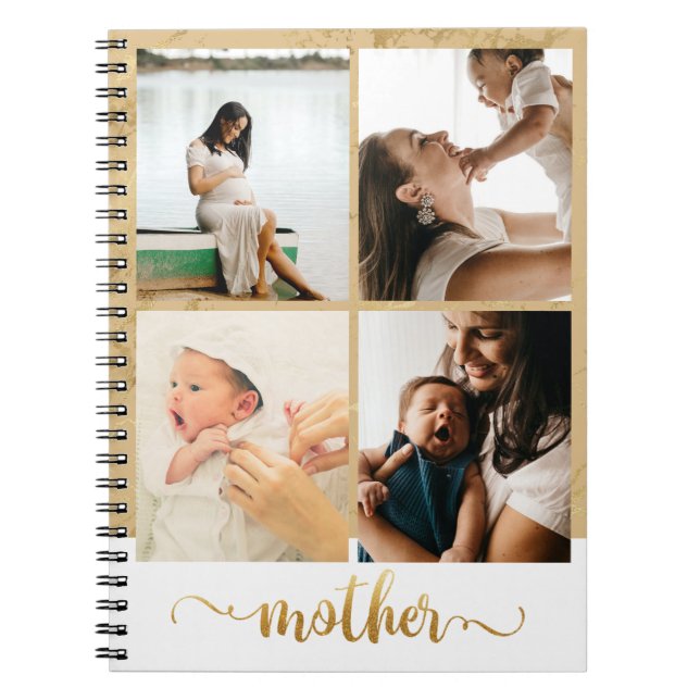 Fyra Photo Collage New mamma Gravid Gift Anteckningsbok (Framsidan)