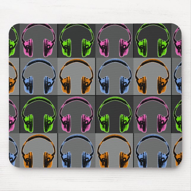 Fyra Pop Art Hörlurar Musmatta (Framsidan)