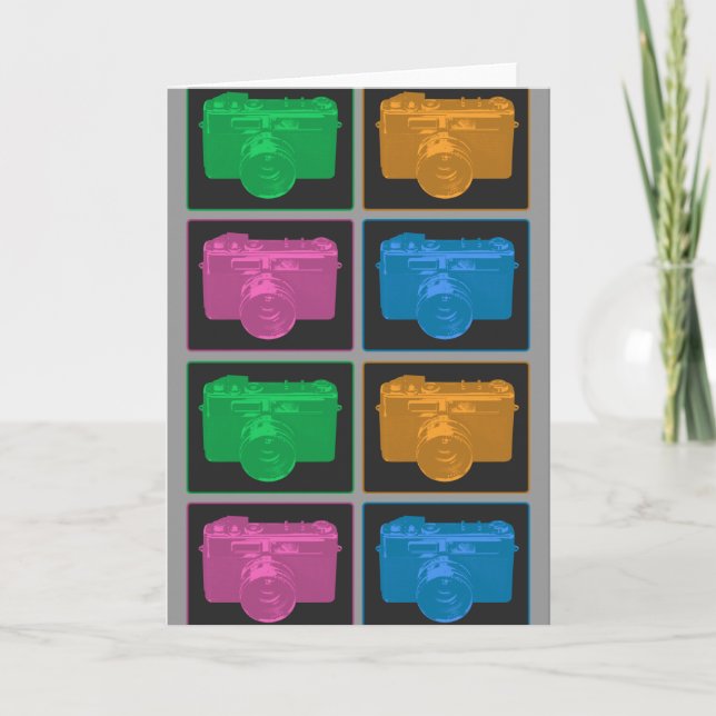 Fyra Pop Art-kameror Kort (Framsida)