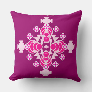 Fyra punkter Mandala - blekens rosa och plommon Kudde