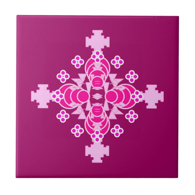 Fyra punkter: Mandala Mönster, Blekens Rosa och pl Kakelplatta (Framsidan)
