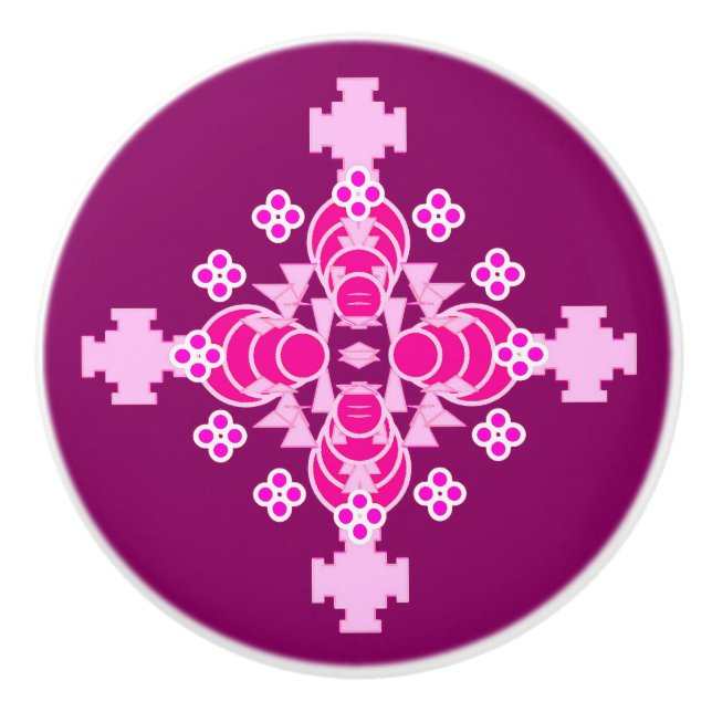 Fyra punkter Mandala Mönster - blekens rosa och pl Knopp (Framsidan)