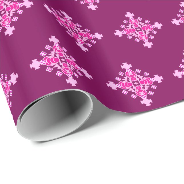 Fyra punkter: Mandala Mönster, Blekens Rosa och pl Presentpapper (Rullad Hörn)