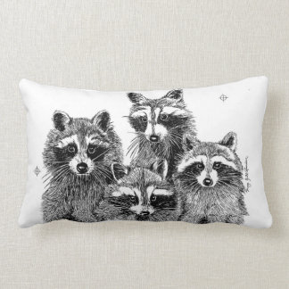 Fyra Raccoons kudder Lumbarkudde