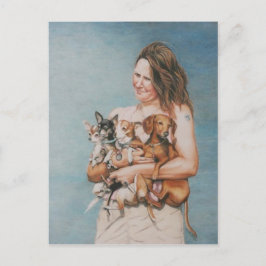 Fyra Räddingar Hund Art-vykort Vykort