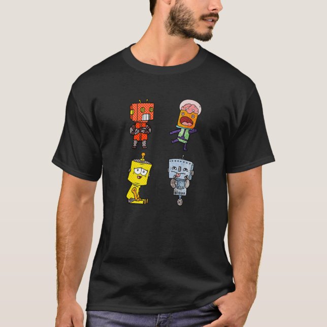 Fyra robotar t shirt (Framsida)