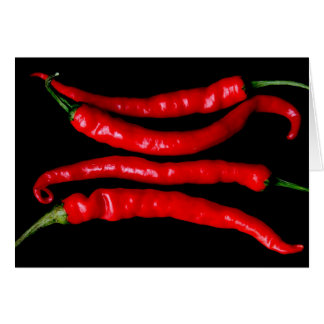 Fyra röda chilies gccna hälsningskort