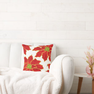 Fyra Röda Guld-vattenfärger, Poinsettias Kudde