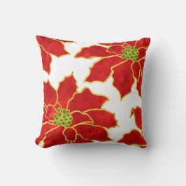 Fyra Röda Guld-vattenfärger, Poinsettias Kudde