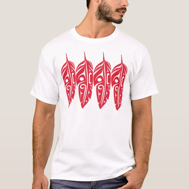 Fyra röda örnfjädrar tee (Framsida)