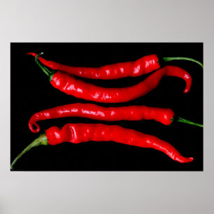Fyra rödchililjor poster