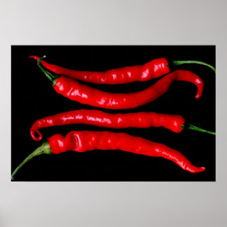 Fyra rödchililjor poster