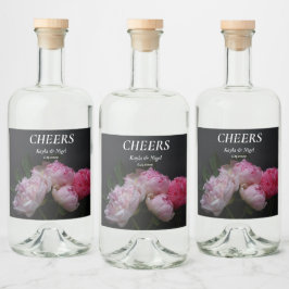 Fyra rosa bröllop spritflaskor etikett