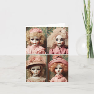 Fyra Rosa Creepy Vintage Dolls Kort