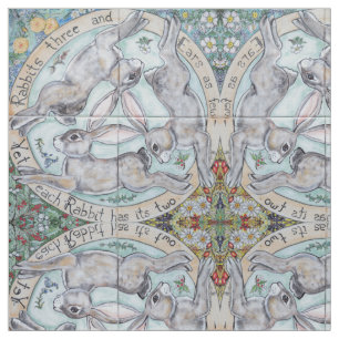 Fyra sädesdelar kanin Hare Medallion Tiled Fabric Tyg