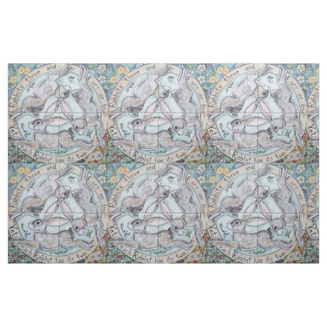 Fyra sädesdelar kanin Hare Medallion Tiled Fabric Tyg (Fat Quarter)