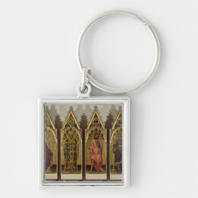 Fyra Saints från Quaratesien Polyptych: Mary Mag Fyrkantig Silverfärgad Nyckelring (Framsidan)