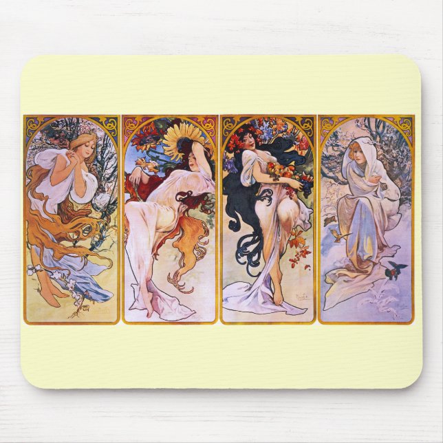 Fyra säsonger Alfons Mucha Musmatta (Framsidan)