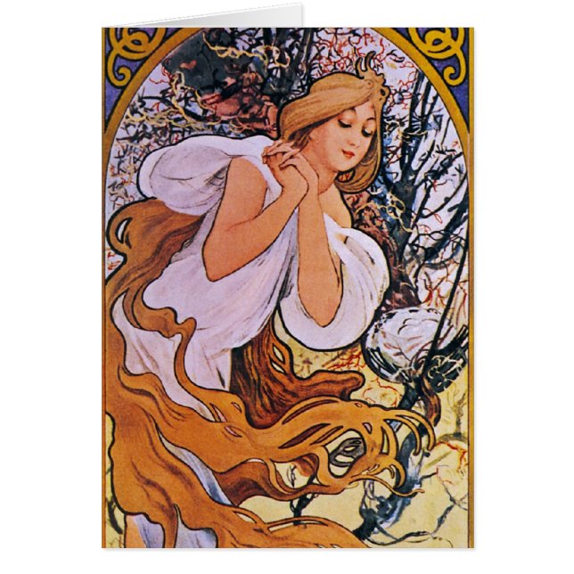 Fyra säsonger Alfons Mucha OBS Kort (Framsidan)