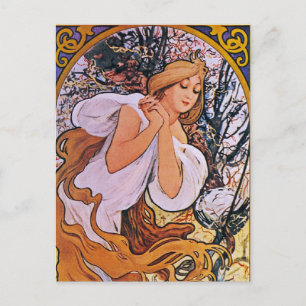 Fyra säsonger Alfons Mucha Vykort