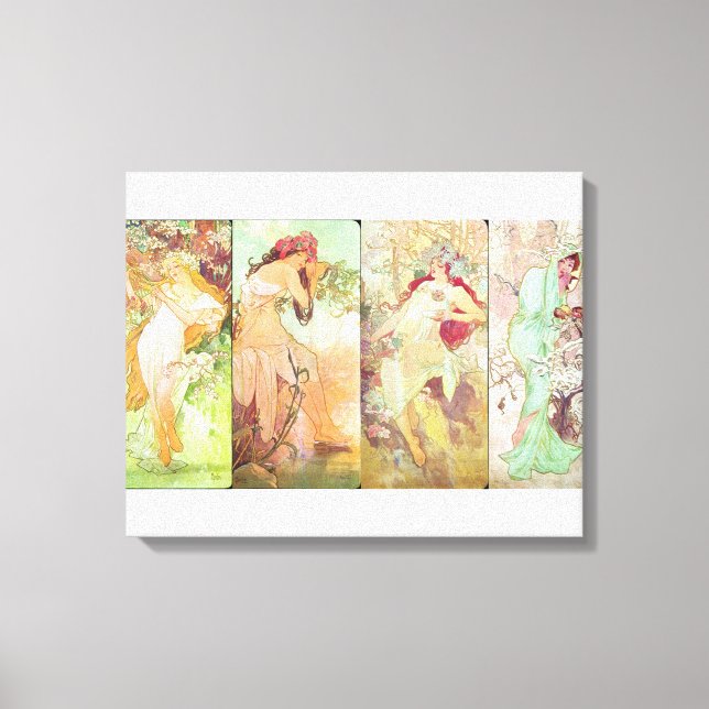 Fyra säsonger av Alfons Mucha 1896 Canvastryck (Framsida)