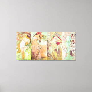 Fyra säsonger av Alfons Mucha 1896 Canvastryck