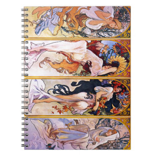 Fyra säsonger av Alphonse Mucha 1895 Anteckningsbok