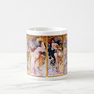 Fyra säsonger av Alphonse Mucha 1895 Kaffemugg
