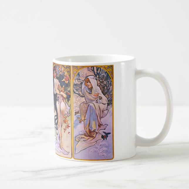 Fyra säsonger av Alphonse Mucha Kaffemugg (Höger)