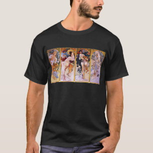 Fyra säsonger av Alphonse Mucha Tee