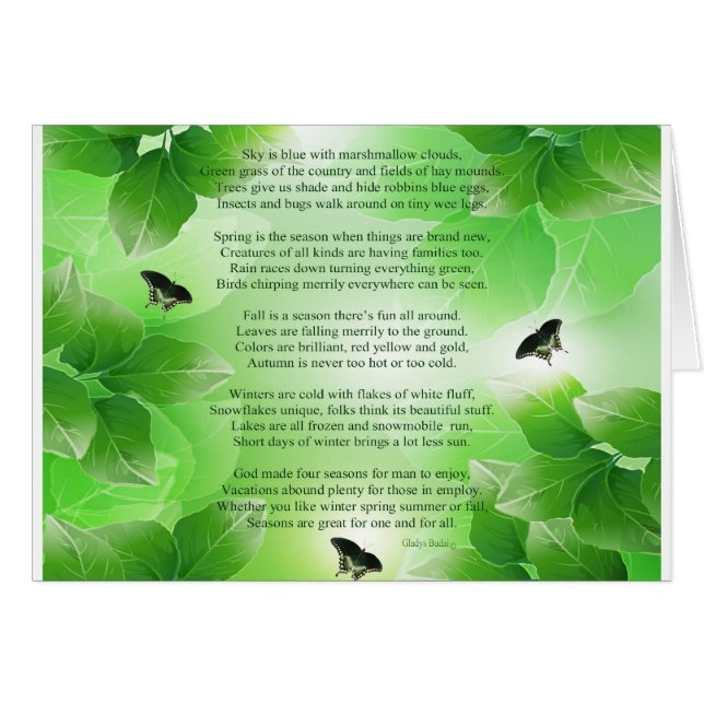 Fyra säsonger hälsningskort (Framsidan Horizontal)